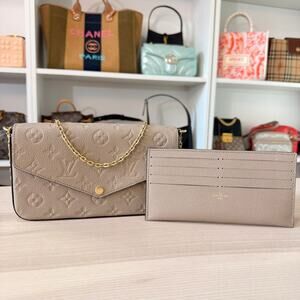 Louis Vuitton Monogram Empreinte Pochette Felicie Leather Turtledove